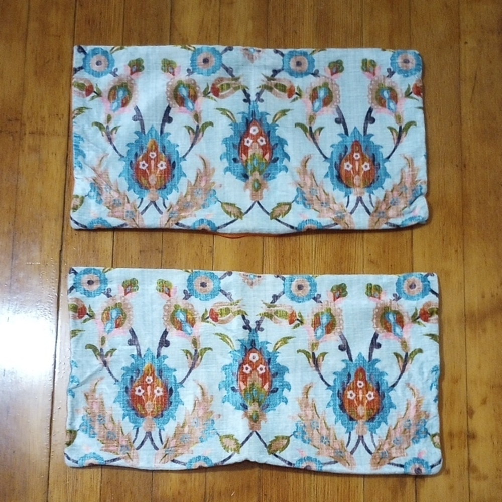 World Market Blue & Orange Velvet Pillow Covers